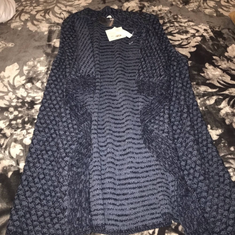 Blue Sleeveless Sweater Cardigan